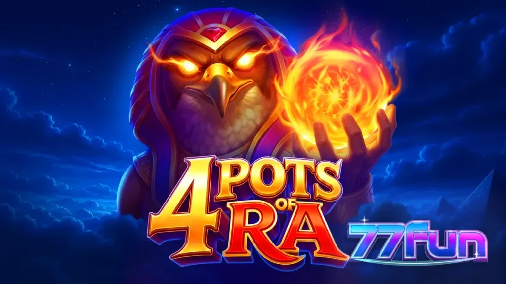 Interface do jogo 4 Pots of Ra: Hold and Win com símbolos egípcios e potes de bônus.